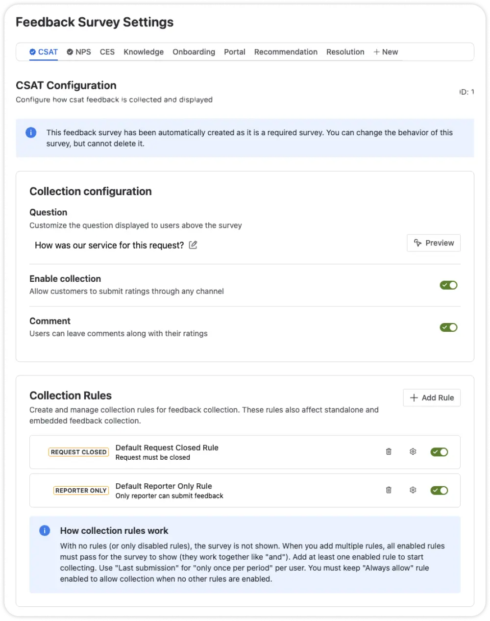 Myra survey settings — type, trigger, audience and styling in Jira